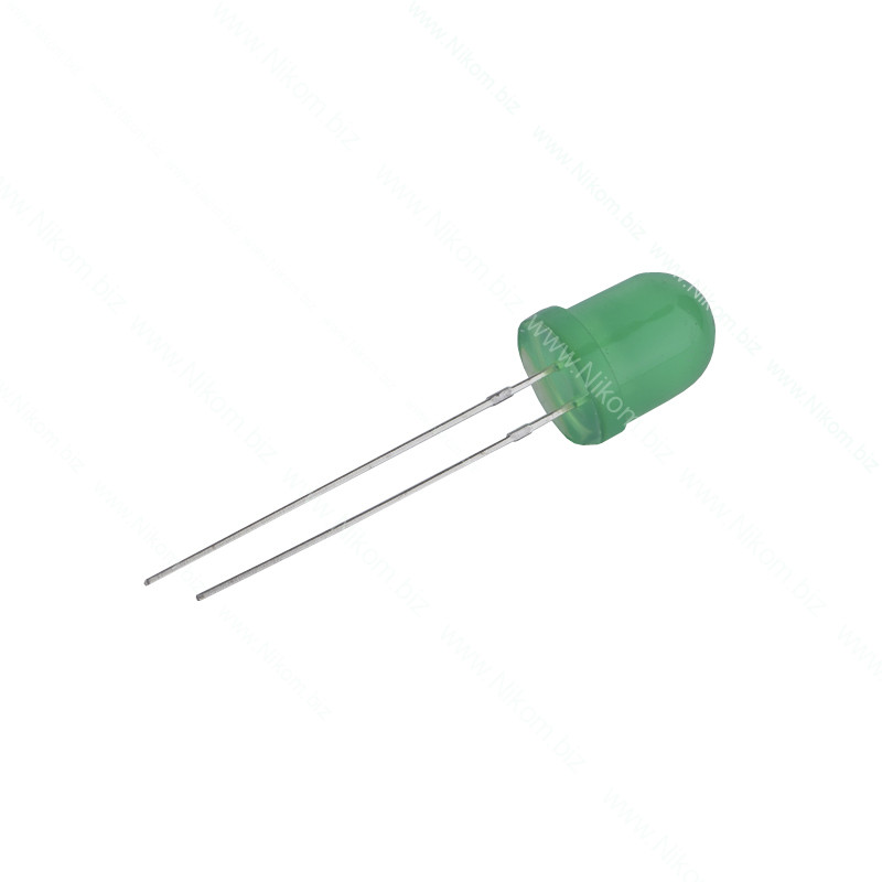 Светодиод зеленый яркий 8мм, диффузный