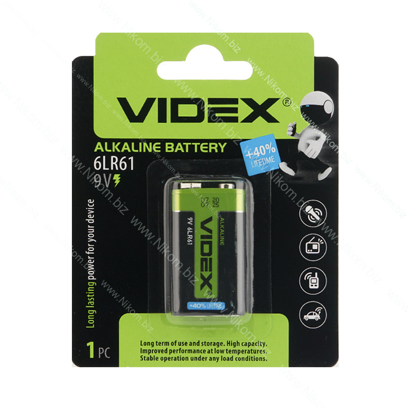Батарейка VIDEX (крона) 9V Alkaline