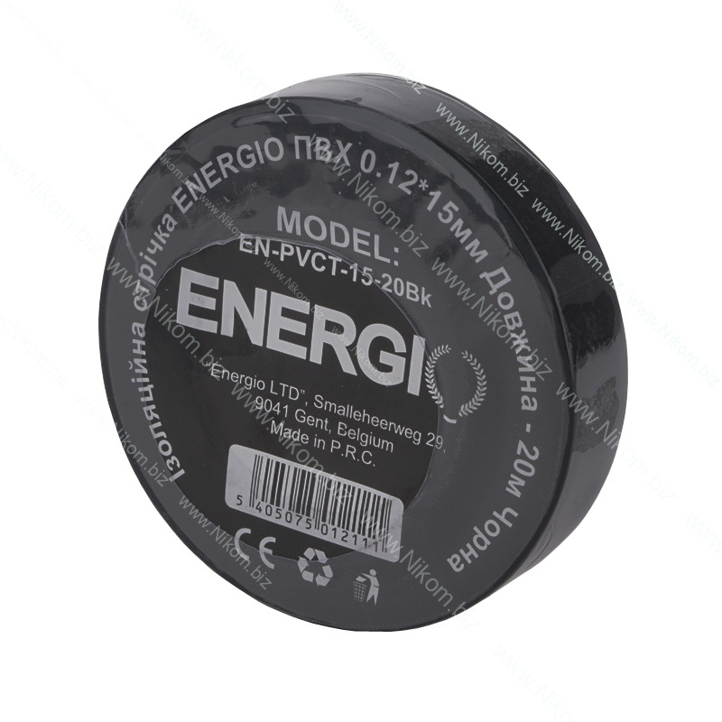 Ізоляційна стрічка ENERGIO PVCT-15-20bk чорна 20м