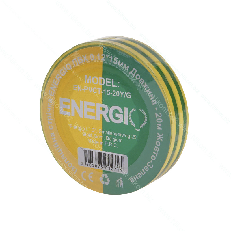 Ізоляційна стрічка ENERGIO PVCT-15-20Y / G жовто-зелена 20м