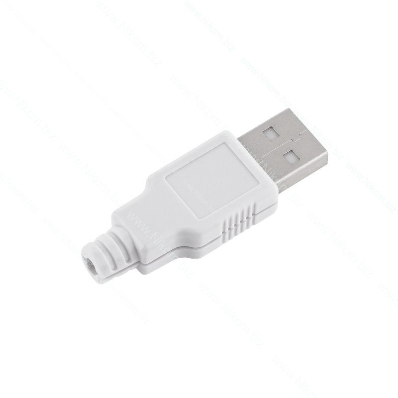 Штекер USB A на кабель, білий
