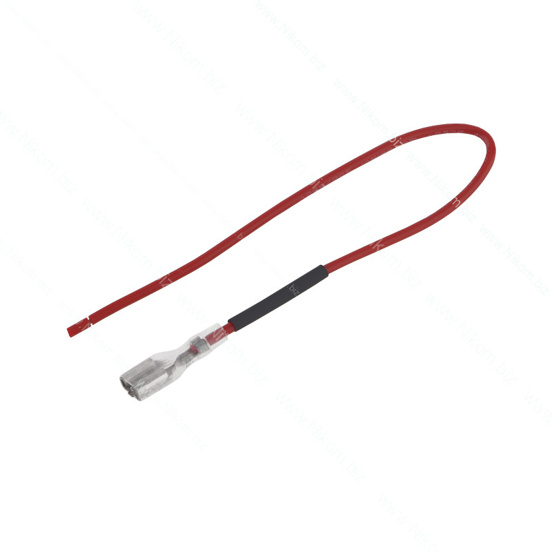Клема кабельна плоска мама 6,3х0,8мм, з червоним проводом