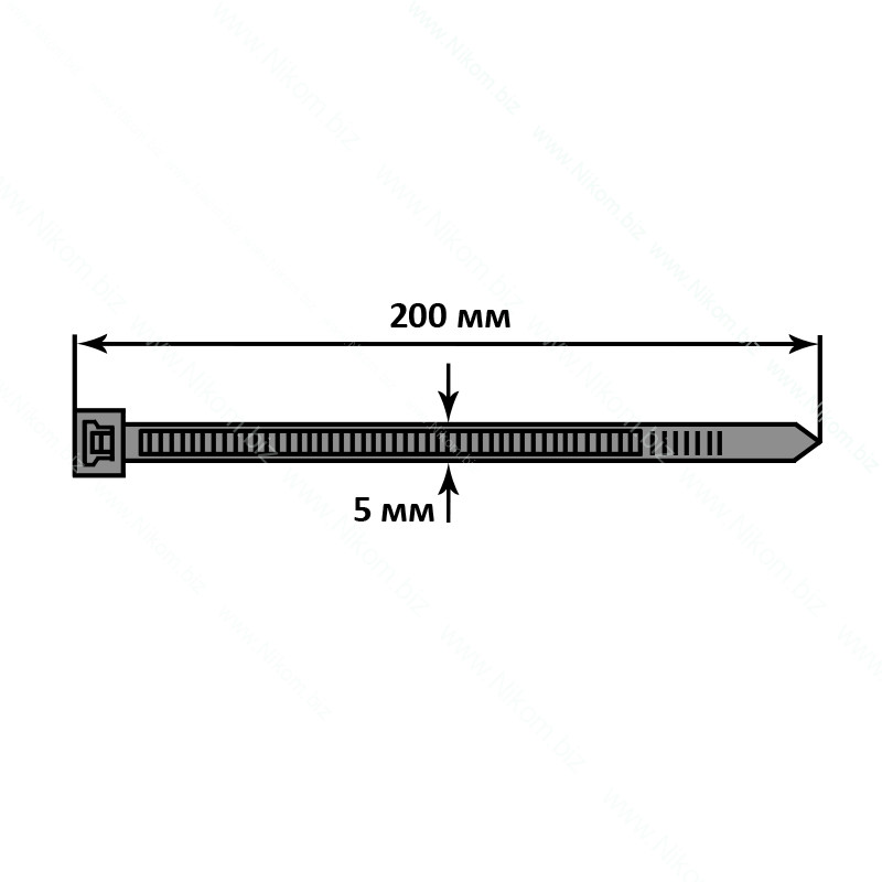 Стяжка кабельна багаторазова 200х5мм чорна, 100шт