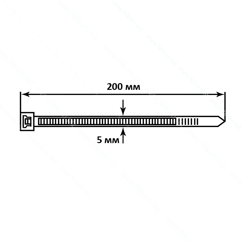Стяжка кабельна багаторазова 200х5мм біла, 100шт