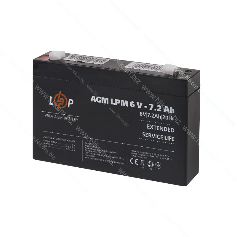 Акумулятор свинцево-кислотний SLA (AGM) 6V 7,2 A