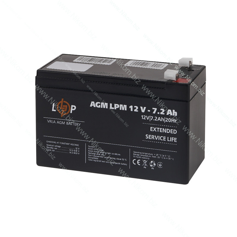 Акумулятор свинцево-кислотний AGM LPM 12V 7,2Ah