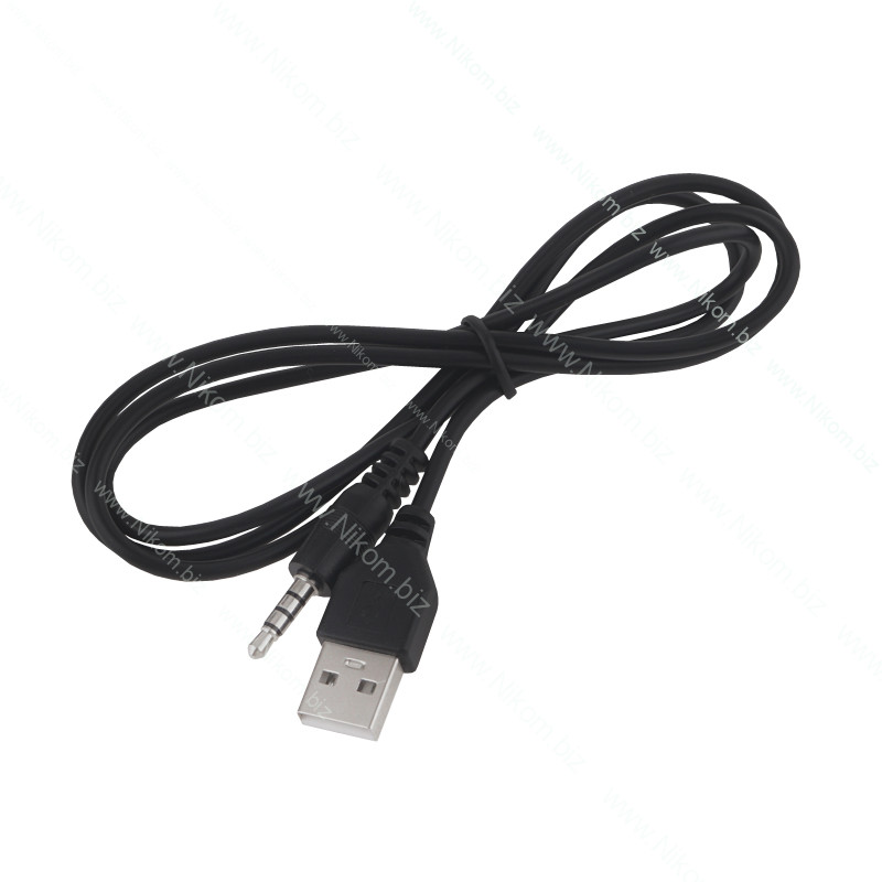 Кабель штекер USB A - штекер mini jack 3,5 чорний, 1м