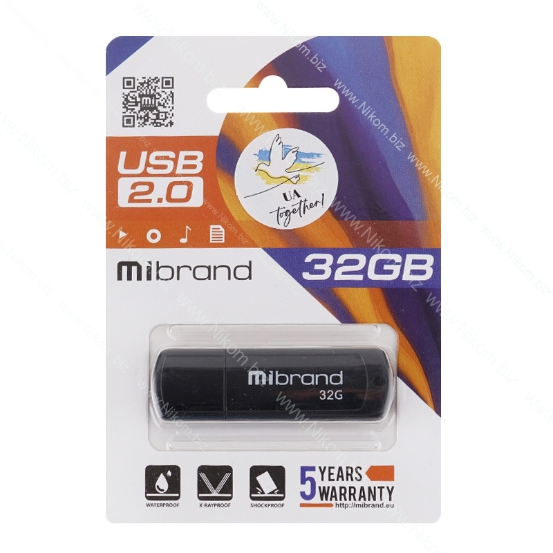 USB флешка Mibrand Grizzly 32Гб, чорна