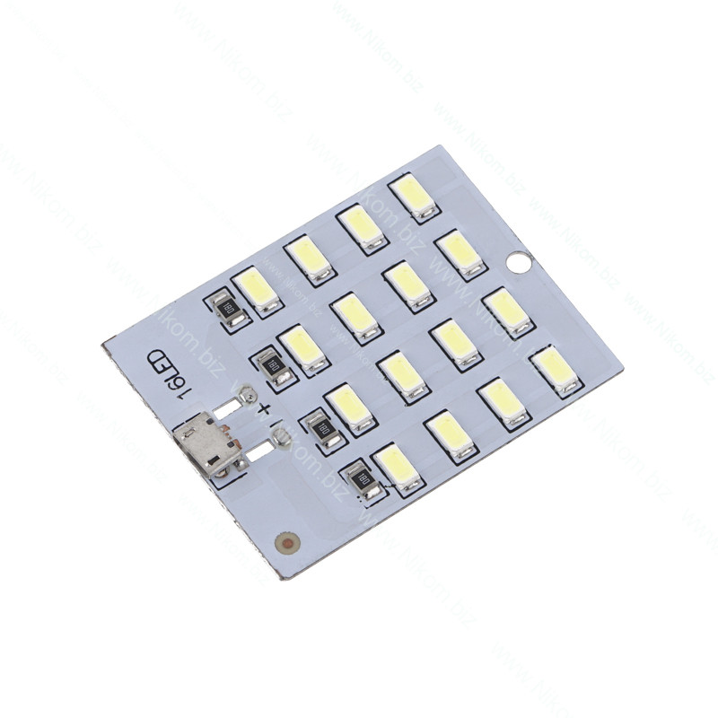 Ліхтарик-нічник microUSB 16 LED, білий холодний