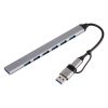 Хаб USB A + Type-C to 7хUSB A сірий