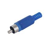 Штекер RCA синий, 
  H46xD11мм, корпус пластик, на кабель под пайку, кабельный ввод d=5мм, () [China]
