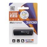 USB флешка Mibrand Grizzly 32Гб, чорна, 
  USB 2.0; 60×18×8мм, пластик, (Блістер) [Mibrand]