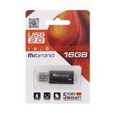 USB флешка Mibrand 16Гб, чорна, 
  USB 2.0; 55×18×8мм, пластик, (Блістер) [Mibrand]