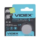 Батарейка VIDEX CR2016 3V, 20x1.6mm, литиевая, 5000LC, цена за 1 штуку, (2016),
   [VIDEX]
