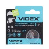 Батарейка VIDEX CR1216 3V, літієва, 3 в, D12xH1, 6 мм, 5034LC, (CR1216),
   [VIDEX]