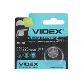 Батарейка VIDEX CR1220 3V, литиевая, 3 В, D12xH2,0 мм, 5012LC, (1220),
   [VIDEX]