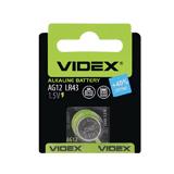 Батарейка VIDEX AG12 Alkaline 1.5V, LR43, G12, LR43, 186, GP86A, 386, SR43W, Ø11,6 x 4,2mm, (Блистер),
   [VIDEX]