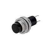 Кнопка без фіксації DS-314 (Off-On) чорна, затискна гайка зверху, 250V, 0.5 A, D=10mm, 2 pin, кругла на замикання, (),
   []