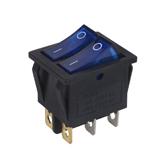 Вимикач KCD4, 250V, 16A, вкл-викл, 6pin, 30x25x30mm, синій, 2-х клавішний, (),
   []