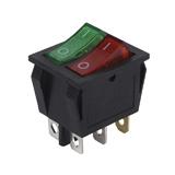 Вимикач подвійний KCD3, червоний/зелений, 250V; 15А; вкл-викл; 6pin; габарит: 32х25х39 мм; посадка: 30x21,5xh30 мм, (),
   [China]