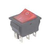 Вимикач KCD4 (IRS-201-1C), 250V, 15A, вкл-викл,6pin, 30x21,5xh19mm червоний, (),
   [Daier]
