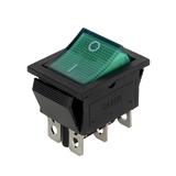 Перемикач KCD2-202N, зелений, 250В; 16А; вкл-вкл; 6pin; габарит: 32х25х35 мм; посадка: 31x21,5xh26 мм, (),
   [China]