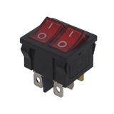 Вимикач подвійний KCD1-2101N, червоний, 250В; 5А; вкл-викл; 6pin; габарит: 21х24х27 мм; посадка: 19x21xh30 мм, (),
   [China]