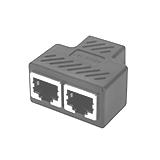 З'єднувач витої пари гн.RJ45 - 2 гн.RJ45, чорний, гумове покриття, (),
   []