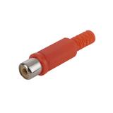 Гніздо RCA червоне, H43xD11мм, корпус пластик, на кабель під пайку, кабельний ввід d=5мм, (),
   [China]