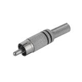 Штекер RCA чорний (2 смуги), 43xd11мм, корпус і кабельний ввід метал, 2pin під пайку на кабель, (),
   [China]