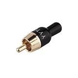 Штекер RCA червоний (1 смуга), 45xd14мм, корпус метал, 1pin під пайку, кабель під затиск гвинтом, (),
   [China]