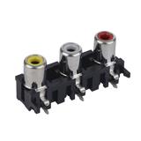 Гніздо монтажне 3xRCA, 40, 5х20хН13мм, 3 гнізда RCA, 6pin, пластиковий корпус з двома засувками, (),
   [China]