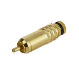 Штекер RCA Чорний (1 смуга), 45xd14мм, корпус метал, 1pin під пайку, кабель під затиск гвинтом, (),
   [China]