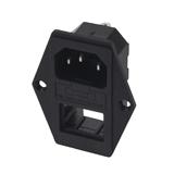 Штекер сетевой 3pin, с гнездом под предохранитель