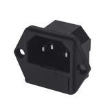 Штекер сетевой 3pin, монтажный, с гнездом под предохранитель
