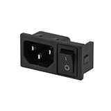 Штекер монтажный сетевой 3pin, с чёрной клавишей 2pin