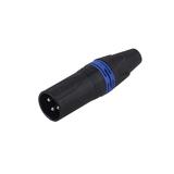Штекер NEUTRIK XLR 3pin, на кабель, чорний, синя вставка
