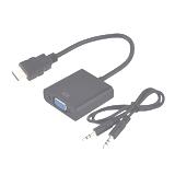 Конвертер HDMI в VGA + аудіо, чорний, шт. HDMI - гн. VGA, з аудіо, кабель AUX стерео, чорний, (),
   [China]
