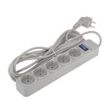 Мережевий подовжувач MERLION G545, 5 розеток, 4,5м сірий, 220V/10A, 3x0,75мм², євровилка, (Коробка),
   [MERLION]