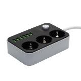 Мережевий подовжувач LDNIO SE3631, 220V / 10A; 3 розетки, 1,6 м, 6 портів USB; 5V 3,4 A, (),
   [LDNIO]
