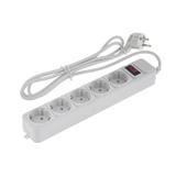 Мережевий подовжувач SPM5-G-6G, 5 розеток, 1,8м, білий, 10А; 1,8кВт; 3x0,5мм², (),
   [Maxxter]