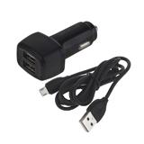 Зарядний пристрій Borofone BZ14, чорний з підсвічуванням, шнур microUSB 1,0 м, 2 порти USB A, струм 2,1 A, вихідна напруга 5V, білий, (Коробка),
   [Borofone]