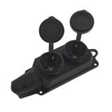 Колодка на 2 розетки PP/SP-3132/2/44/16B з кришками, 2 розетки; 250V, 16A; ступінь захисту IP44; каучук, (),
   [China]