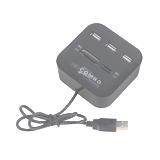 USB кардрідер, ХАБ зовнішній, HUB, 3-USB 2.0, слоти для карт MS, M2, SD, TF, (Блистер),
   [China]