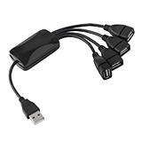 Хаб 4 порта USB 2.0 на проводе, черный