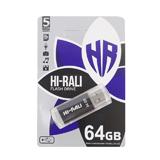 USB флешка Hi-Rali 64Гб Corsair series, чорна, USB 2.0; 55×18×8мм, пластик, (Блістер),
   [Hi-Rali]