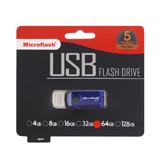 USB флешка Microflash 64Гб, синя, USB 2.0; 31×15×8мм, пластик, (Блістер),
   [Microflash]