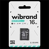 Карта памяти Wibrand microSDHC 16GB + адаптер SD